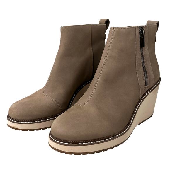 TOMS Womens Raven Water Resistant Wedge Booties Taupe 7 - Picture 3 of 14